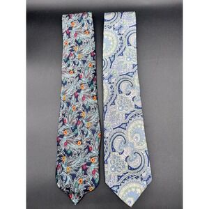 Vtg Pair of Paisley Mens Neck Ties Wembley Chaps 100% Silk Multicolored Preppy